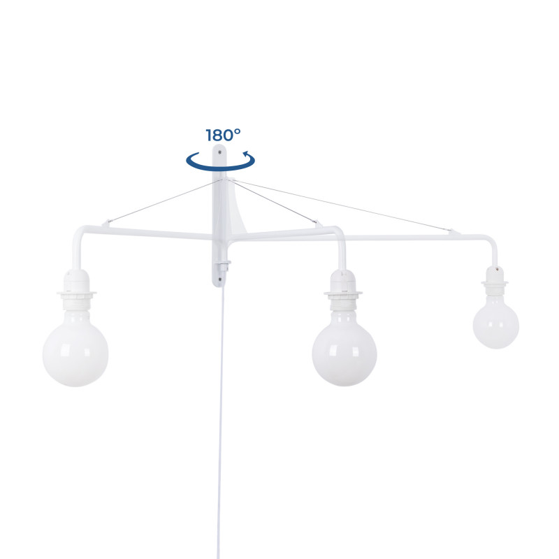 Schwenkbare Wandleuchte „Pitt“ mit Kabel und Stecker / Inspiration „Petite Potence“ - E27  Wandlampe in Weiß