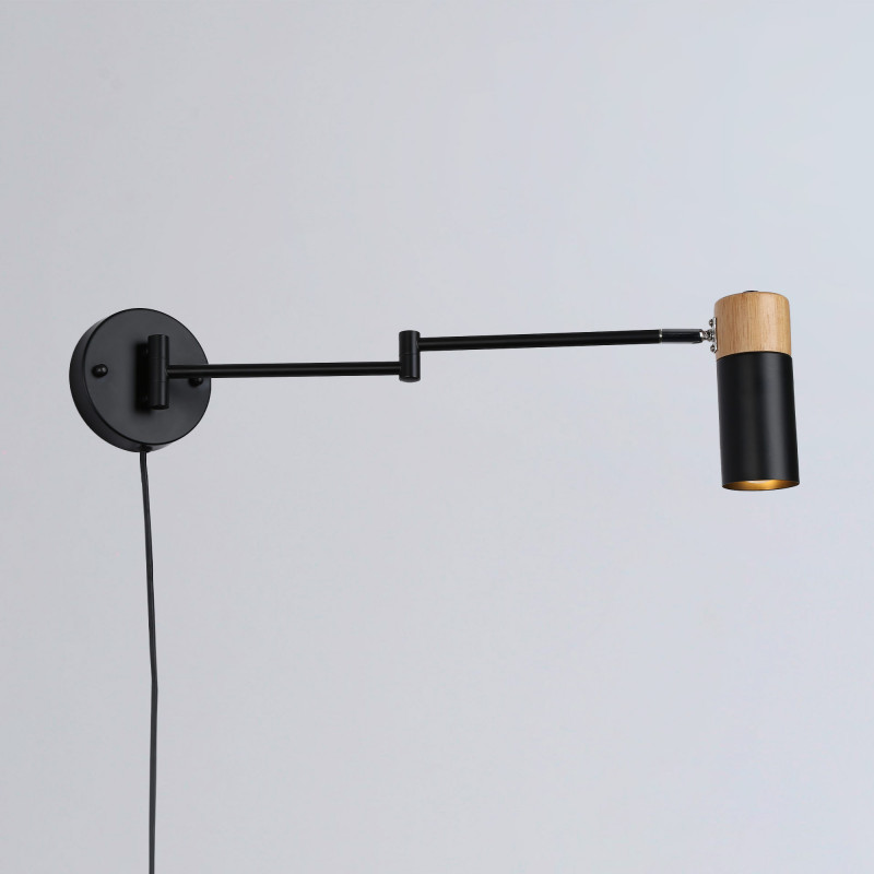 Schwenkbare Wandlampe E27 LOGAN - Skandi, zeitgenössisch, schlicht, modern - mit Schalter und Stecker Schwenkbare Wandlampe E27 LOGAN - Skandi, zeitgenössisch, schlicht, modern - mit Schalter und Stecker