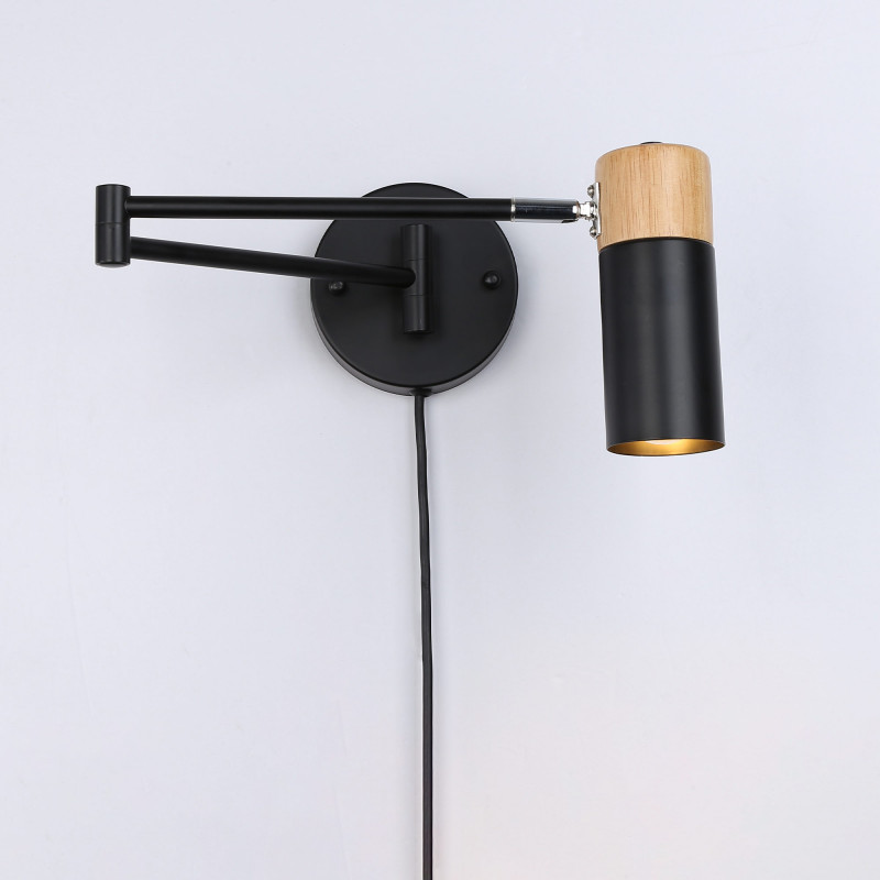 Schwenkbare Wandlampe E27 LOGAN - Skandi, zeitgenössisch, schlicht, modern - mit Schalter und Stecker Schwenkbare Wandlampe E27 LOGAN - Skandi, zeitgenössisch, schlicht, modern - mit Schalter und Stecker