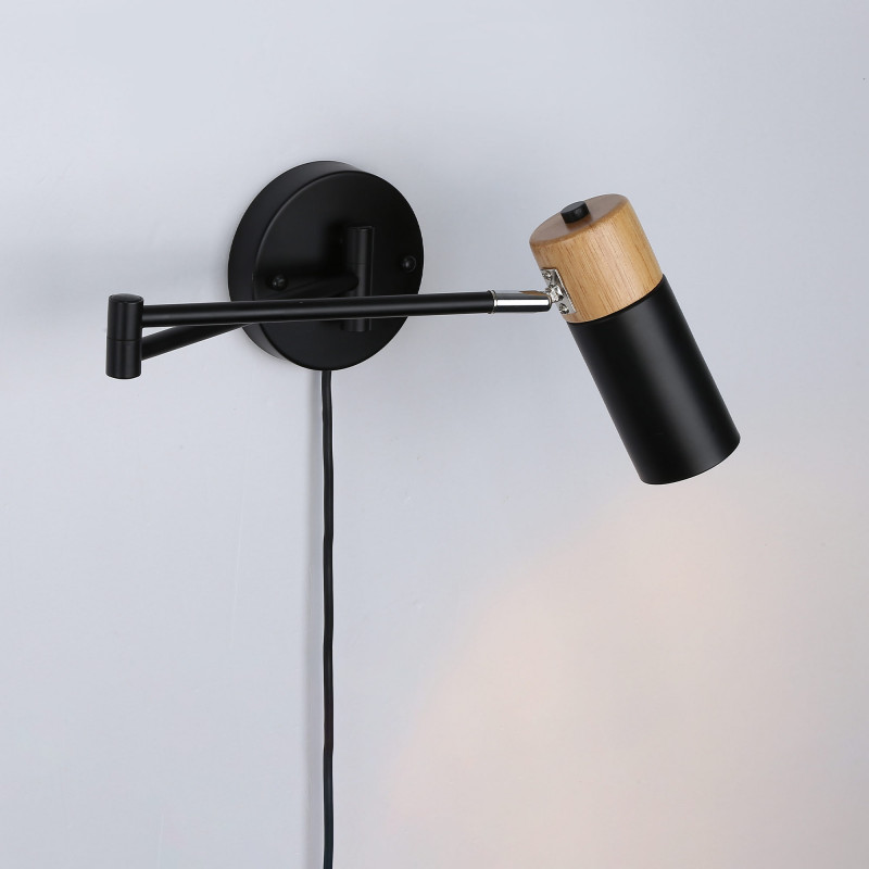 Lenkbare Wandleuchte „Logan“ mit Kabel und Stecker - E27 Fassung - Wandhalterung, mattweiß & mattschwarz Lenkbare Wandleuchte „Logan“ mit Kabel und Stecker - E27 Fassung - Wandhalterung, mattweiß & mattschwarz