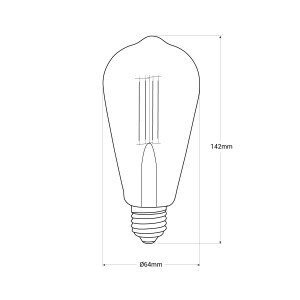 Dekorative Filament Rauchglas Lampe „Smoky“ E27 ST64 - 4W - 3000K - Abmessungen