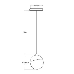 LED Kugel-Hängeleuchte für Magnetschiene 48V - 6W - 2700K - CRI90 - Abmessungen