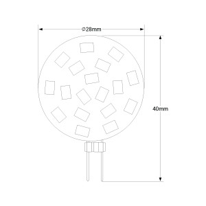 LED G4 flache Bipin-Stiftsockellampe 12V AC/DC - 2,5W - Abmessungen