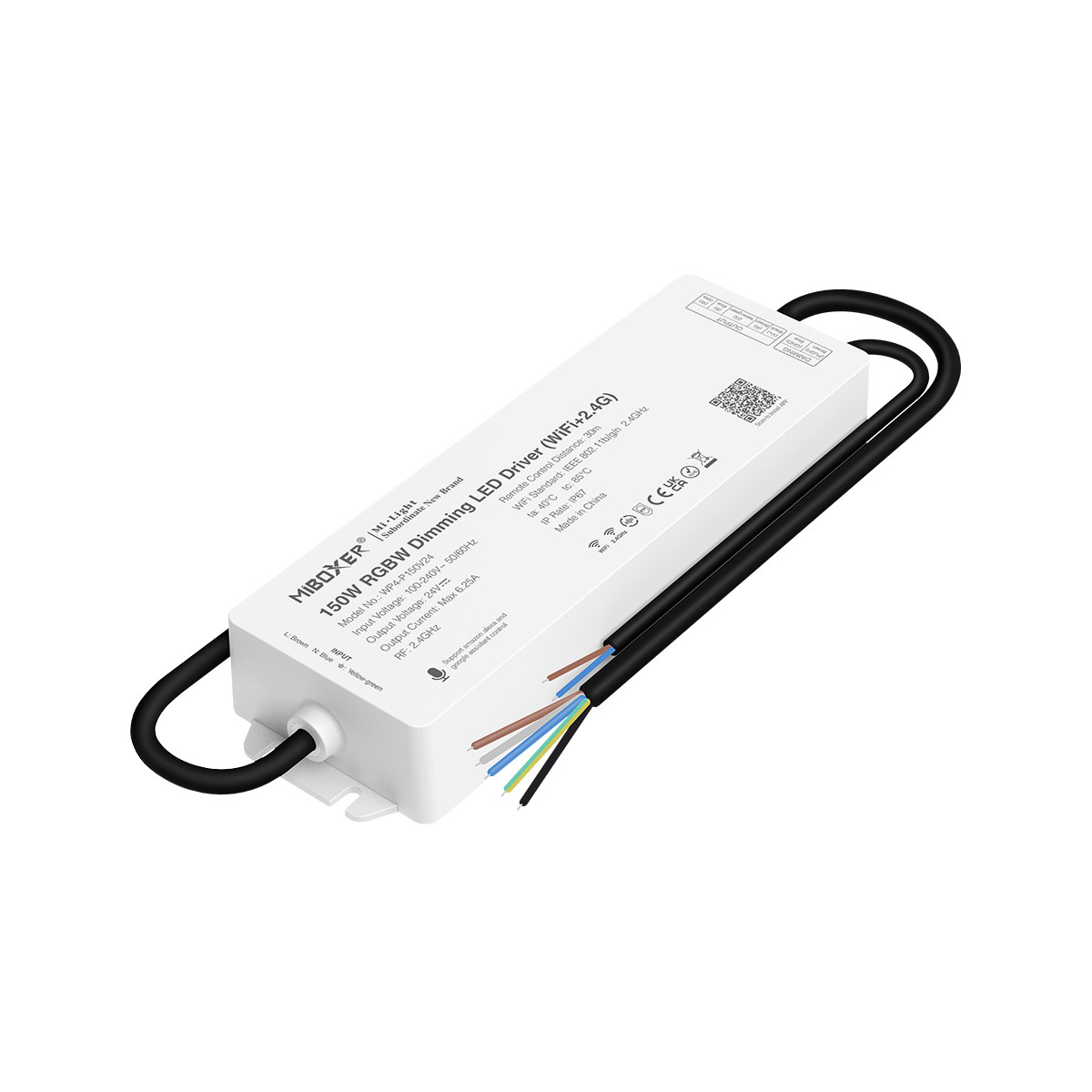 Controller für RGB / RGBW LED Streifen mit 150W Netzteil - 24V DC - WLAN + 2,4G - IP67 - Sprachassistent, Smartphone, Tuya App