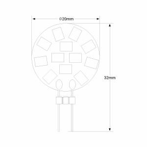 G4 flache LED-Stiftsockellampe 12V AC/DC - 2W - Abmessungen