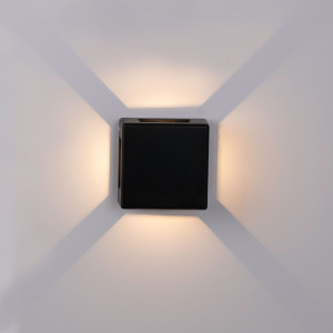 Eckige Wandlampe 6W IP54 - regenfest, staubdicht - vierseitiger Lichtaustritt