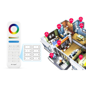 LED RGB + CCT 8 Zonen Fernbedienung - Weiß - FUT089 - Mi-Light - LEDs steuern, Farbmodi, Geschwindigkeit, Dimmer