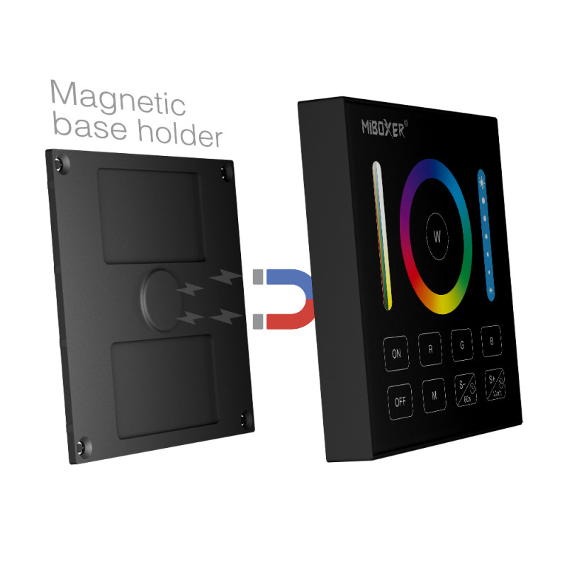 RGB+CCT Touch-Steuerung 1 Zone - Schwarz - Mi-Light - Wandmontage, Halterung, magnetisch RGB+CCT Touch-Steuerung 1 Zone - Schwarz - Mi-Light - Wandmontage, Halterung, magnetisch