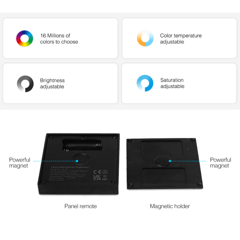 RGB+CCT Touch-Steuerung 1 Zone - Schwarz - Mi-Light - LED Steuergerät, Bedienung, Fernsteuerung, Touch, Dimmer RGB+CCT Touch-Steuerung 1 Zone - Schwarz - Mi-Light - LED Steuergerät, Bedienung, Fernsteuerung, Touch, Dimmer