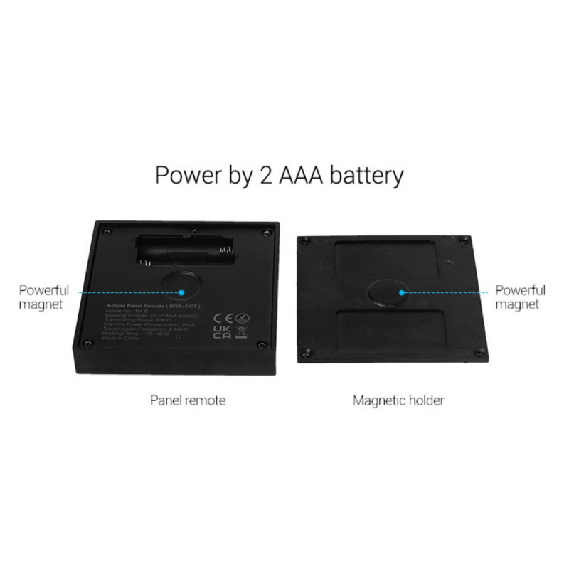 RGB + CCT Touch-Steuerung 4 Zonen - Schwarz - Milight - batteriebetrieben RGB + CCT Touch-Steuerung 4 Zonen - Schwarz - Milight - batteriebetrieben