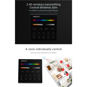RGB + CCT Touch-Steuerung 4 Zonen - Schwarz - Milight - LED Steuergerät