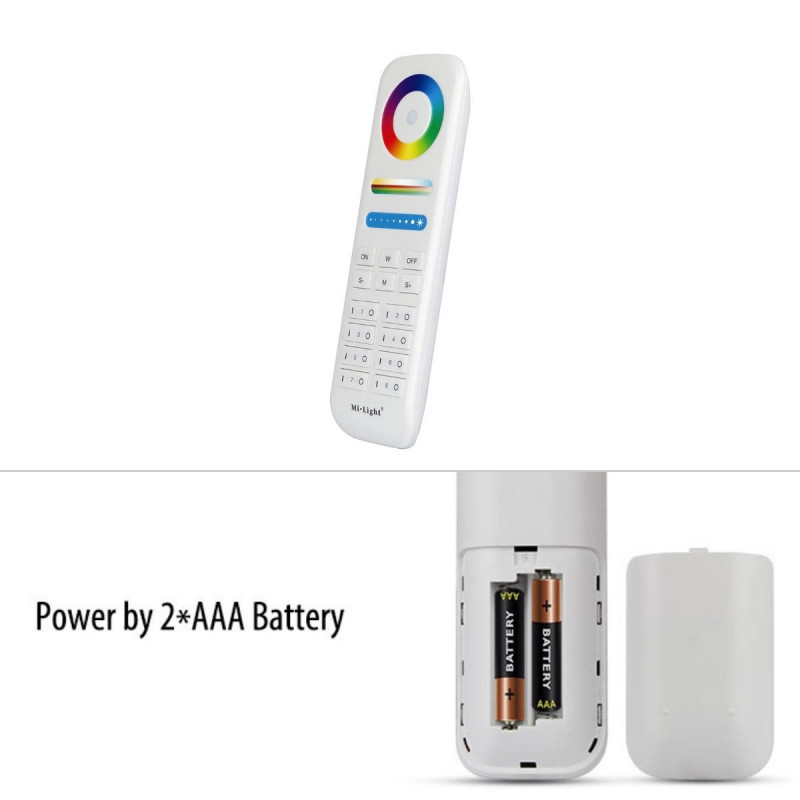 LED RGB + CCT 8 Zonen Fernbedienung - Weiß - FUT089 - Mi-Light - batteriebetrieben LED RGB + CCT 8 Zonen Fernbedienung - Weiß - FUT089 - Mi-Light - batteriebetrieben
