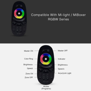 4 Zonen RGBW LED-Fernbedienung - Schwarz - FUT096B - Mi-Light - LED Fernsteuerung, Dimmer, Zonensteuerung