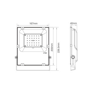 LED Fluter RGB+CCT - 30W - RF/WLAN - IP65 - Mi-Light - Abmessungen