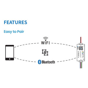 Mini Controller Einfarbig - WLAN + Bluetooth - 5-24V DC - 3,5A - Smartphone, Sprachasssitent