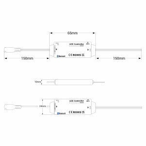 Mini Controller Einfarbig - WLAN + Bluetooth - 5-24V DC - 3,5A - Abmessungen