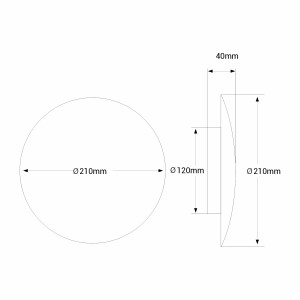 Runde LED-Wandleuchte „Eclipsis“ 12W - 3000K - CRI90 - KeGu Treiber - IP20 - Abmessungen