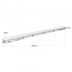 Kit Doppelte Feuchtraumleuchte 150cm + 2 LED Röhren T8 - 24W - 6000K - Abmessungen