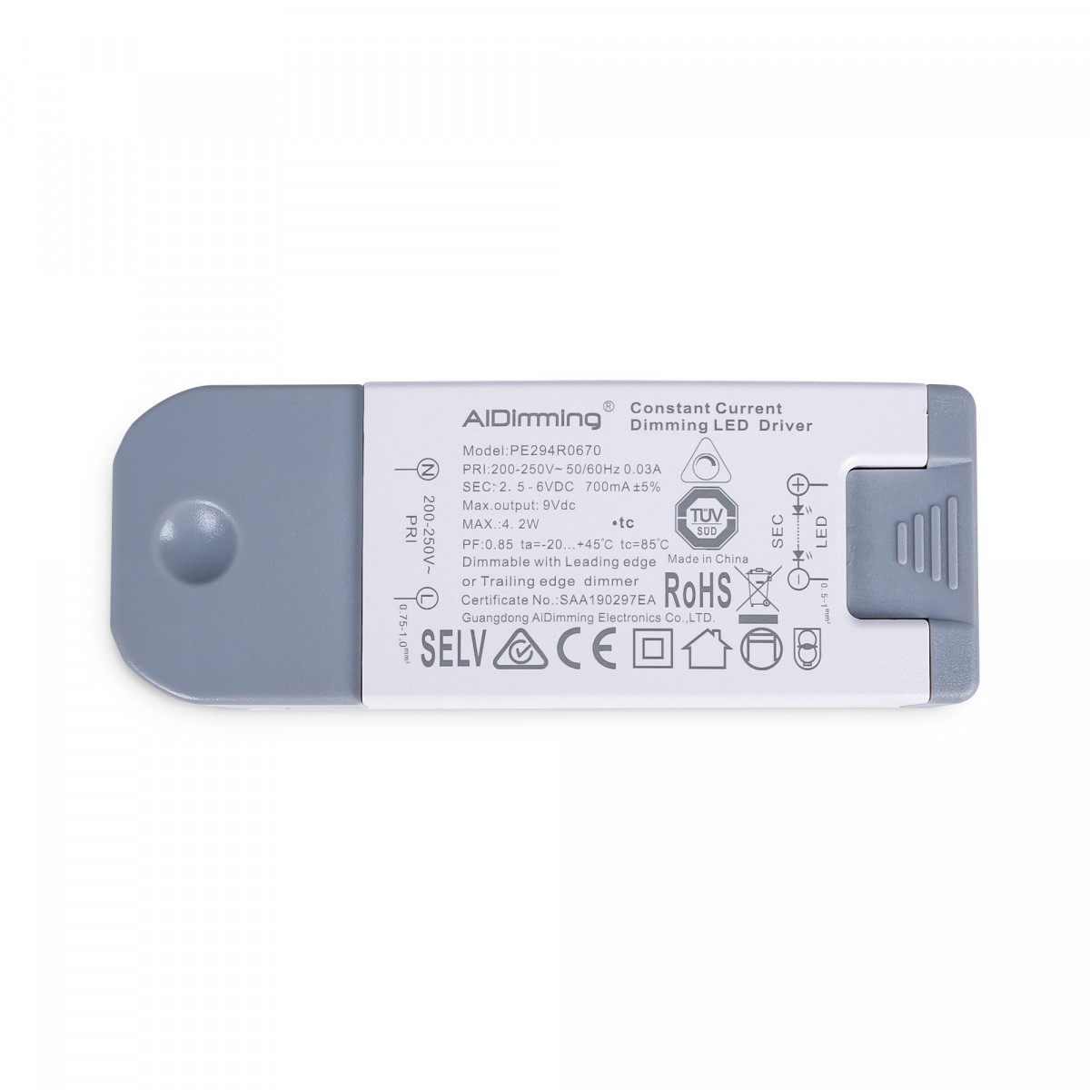 Dimmbarer TRIAC Treiber 2-6V DC - 700mA - 4,2W - LED Streifen, Lampen, Leuchten dimmen