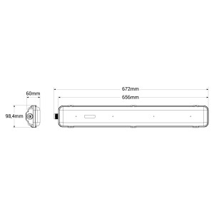 Kit Doppelte Feuchtraumleuchte 60cm + 2 LED Röhren T8 - 9W - 6000K - Abmessungen