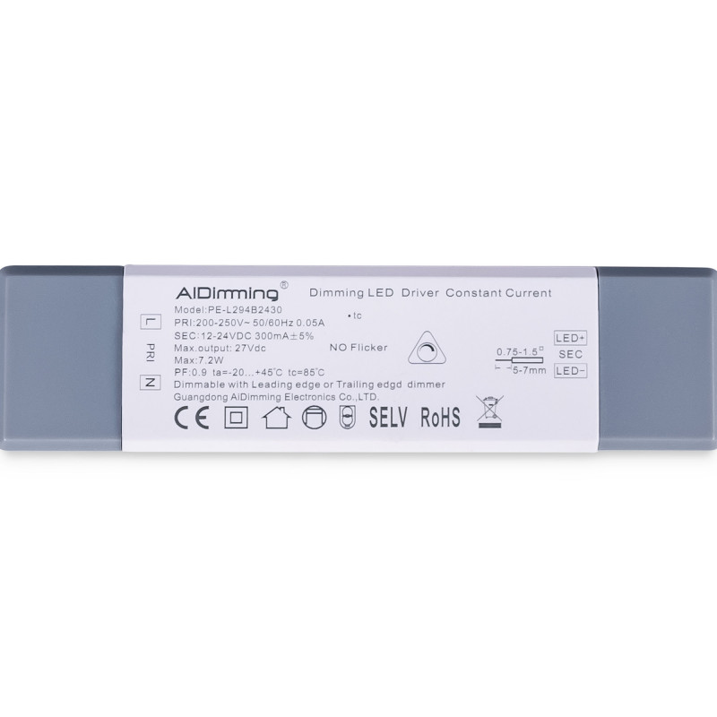 Dimmbarer TRIAC Treiber 12-24V DC - 300mA - 6W - TRIAC Dimmer, LED Dimmer, Helligkeitsregler Dimmbarer TRIAC Treiber 12-24V DC - 300mA - 6W - TRIAC Dimmer, LED Dimmer, Helligkeitsregler