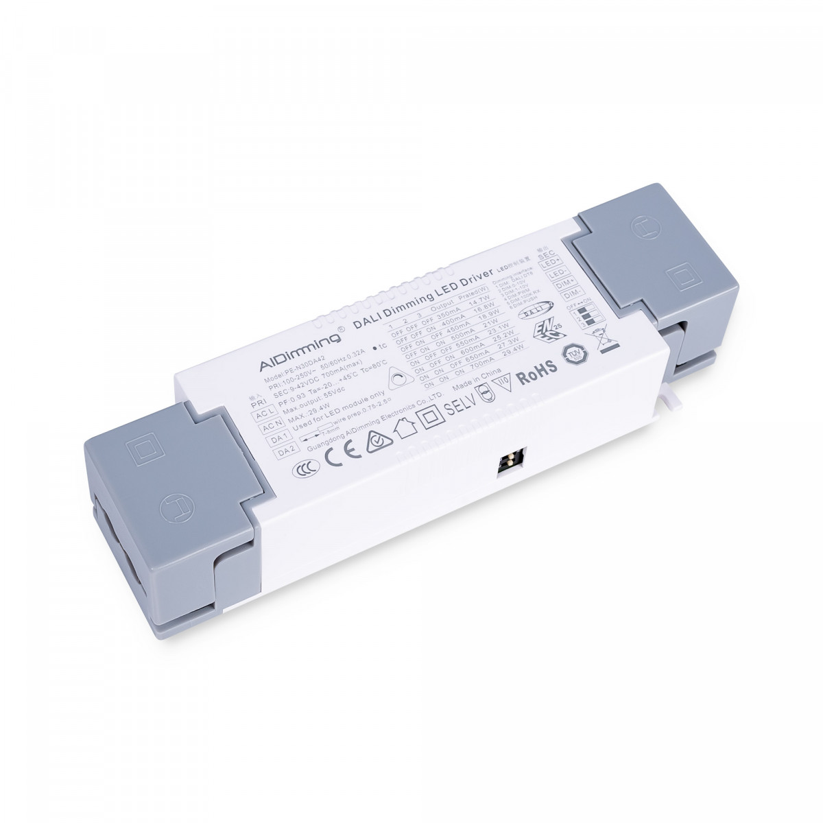 Dimmbarer Treiber DALI + 1/0-10V + PUSH - 9-42V DC - Multicurrent (350-700mA) - MultiTreiber LED Lampen dimmen