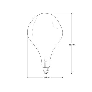 Dekorative LED Glühbirne „Dekor Silber“ - E27 A165 - Dimmbar - 4W - 1800K - Abmessungen