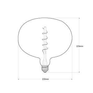 Dekorative LED Glühbirne „Decor Gold“ - E27 R220 - Dimmbar - 4W - 1800K - Abmessungen