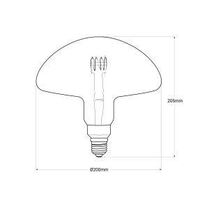 Dekorative LED Glühbirne SETA, Pilzlampe - E27 - Dimmbar - 4W - 1800K - Abmessungen