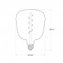 LED Rauchglas Lampe - E27 D140 - Dimmbar - 4W - 1800K - Retro Lampe, Glühfaden, Vintage - Abmessungen
