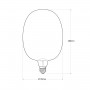 Dekorative LED Lampe, kupferfarben - E27 T170 - Dimmbar - 4W - 1500K - Abmessungen