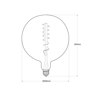 Dekorative LED Rauchglas Lampe „Smoky“ E27 G200 - Dimmbar - 4W - 1800K - Abmessungen