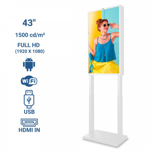 43" LCD Werbedisplay Digital Signage Full HD - Android - Indoor Infostele, digitaler Werbeträger