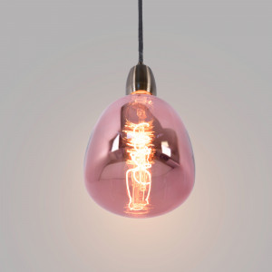 Dekorative LED Lampe, kupferfarben - E27 D140 - dimmbar - 4W - 1800K - Filament LED Leuchtmittel, pink