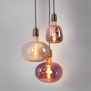 Dekorative LED Lampe, kupferfarben - E27 D140 - dimmbar - 4W - 1800K - Dekolampe LED Filament Rosa