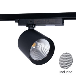 1 Phasen LED Schienenstrahler CCT - 40W - CRI 90 - Treiber KGP - Schwarz - blendfrei, Wabenfilter Honeycomb