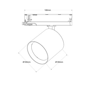 1 Phasen LED Schienenstrahler CCT - 40W - CRI 90 - Treiber KGP - Weiß - CRI LED - Abmessungen