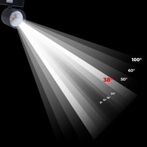 3 Phasen LED Schienenstrahler CCT 40W - CRI90 - KGP Treiber - Schwarz - 38° Öffnungswinkel