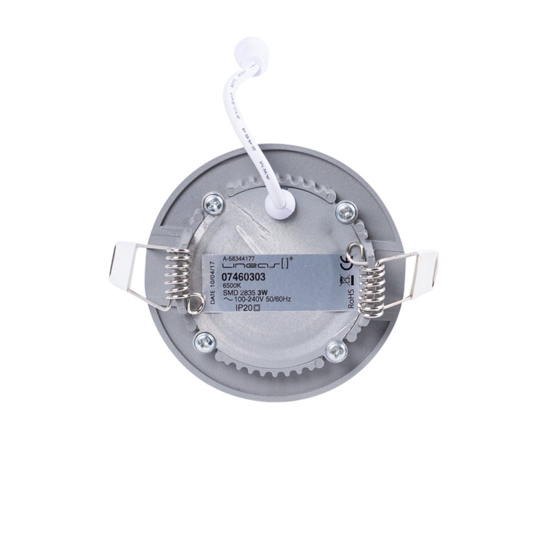 LED Einbaustrahler flach, grau 3W - Einbauöffnung Ø 70mm - led deckeneinbau