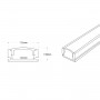 Alu Aufbau-Profil mit Diffusor - Komplettset - 17x8mm - ≤12 mm LED Streifen - 2 Meter - Abmessungen