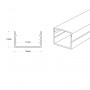Alu Aufbau-Profil mit Diffusor - Komplettset - 18x13mm - ≤15mm LED Streifen - 2 Meter - Abmessungen