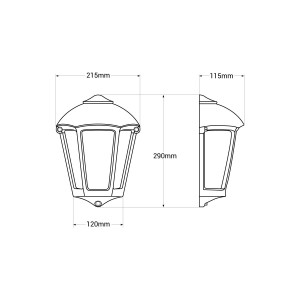 FUMAGALLI „Fabio“ Außenwandleuchte Laterne mit E27 8,5W CCT LED Leuchtmittel - Abmessungen Wandlampe