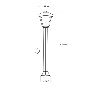 FUMAGALLI „Giaffa/Roby“ LED Pollerleuchte Laterne Außen 94,5 cm - 8,5W CCT - IP55 - Abmessungen Wegeleuchte