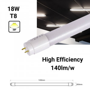 Pack x 100 LED Röhren 120cm T8 - 18W - 140lm/W - Hocheffiziente LED Leuchtstofflampen, EMV Filter
