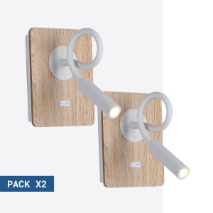 Pack x 2 - Flexible Wandleuchte LONDON - CREE LED - 3W - Weiß - Leselampe, Bettlampe, mit Schalter