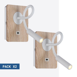 Pack x 2 - Flexible Wandleuchte mit USB Anschluss LONDON USB - CREE LED - 3W - Weiß - Bettlampe