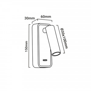 Pack x 2 - Lesewandleuchte IRENE - 3W - CREE Chip - Weiß - Abmessungen