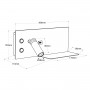 Pack x 2 - Wandspot KERTA + indirekte Lichtquelle mit USB Ladestation - 3W+7W Doppelfunktion - Schwarz - Abmessungen