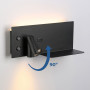 Pack x 2 - Wandspot KERTA + indirekte Lichtquelle mit USB Ladestation - 3W+7W Doppelfunktion - Schwarz - 90° schwenkbar