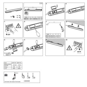 Pack x 20 - Verknüpfbare Feuchtraumleuchte 9W - 60cm - IP65 - 4000K - Installation